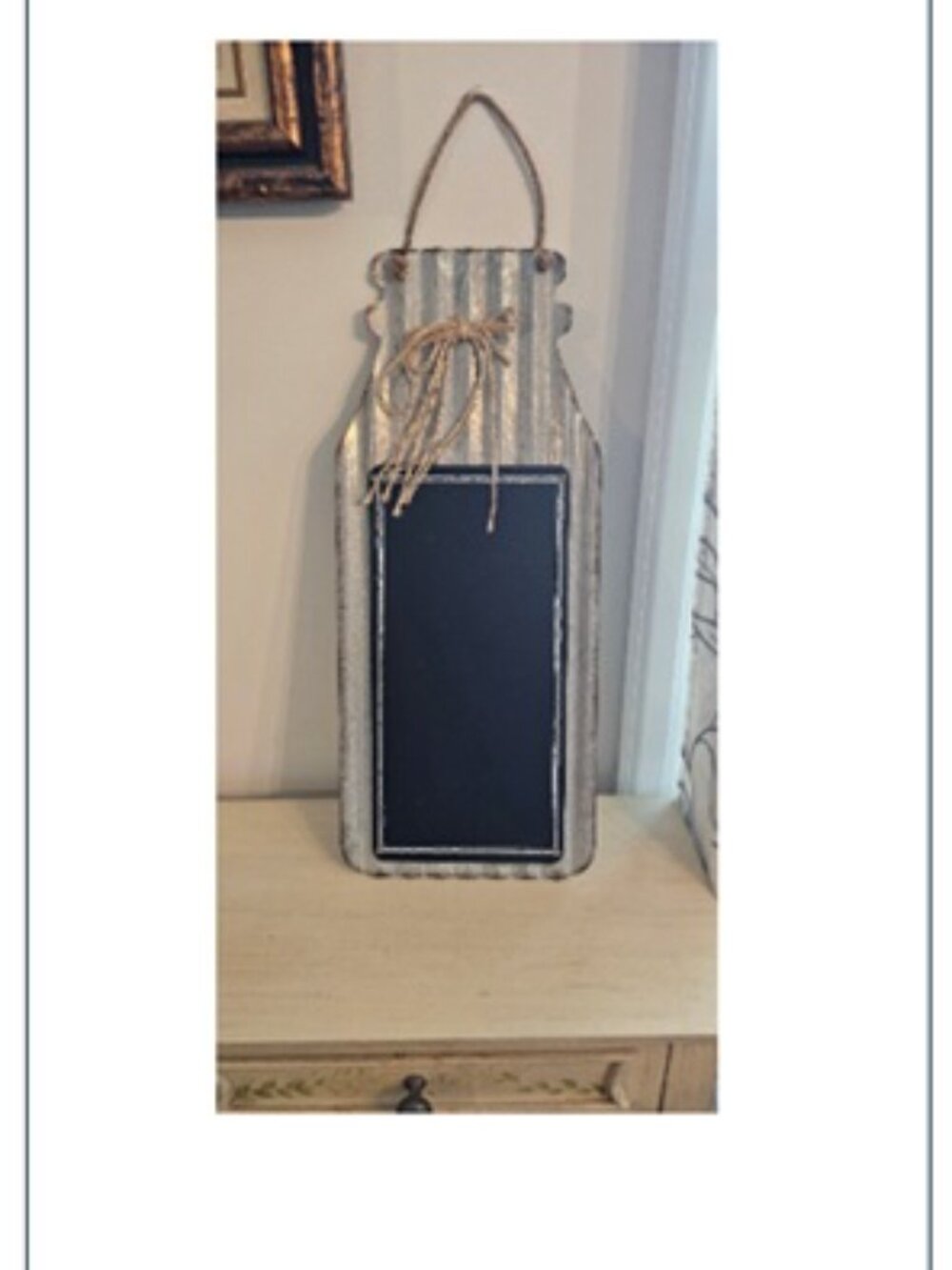 Rustic Farmhouse Galvanized Metal Mason Jar Shape Chalkboard Wall Art